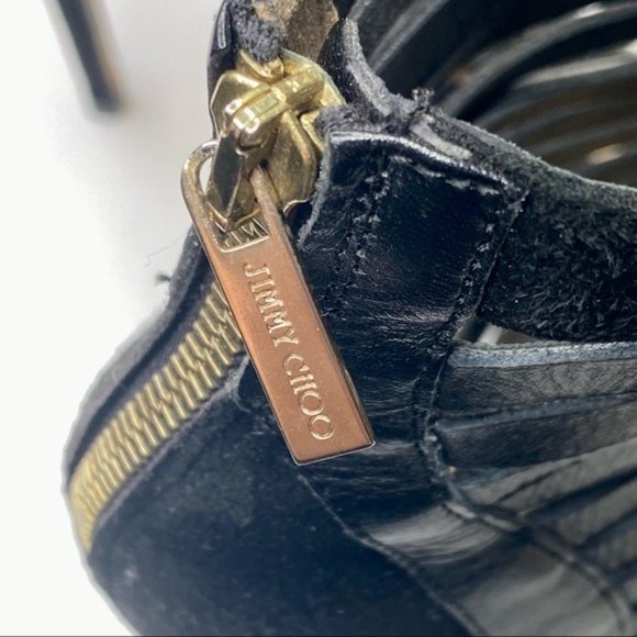 Jimmy Choo Black Leather Caged Heels - Picture 6 of 11